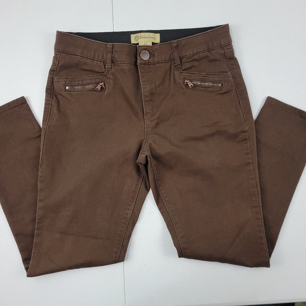 Democracy Ab Technology pants jeans size 10 brown slim skinny 1621 womens 32x26